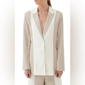 4th & Reckless Panel Color Block Blazer Size Small Two Tone Beige Ecru Career